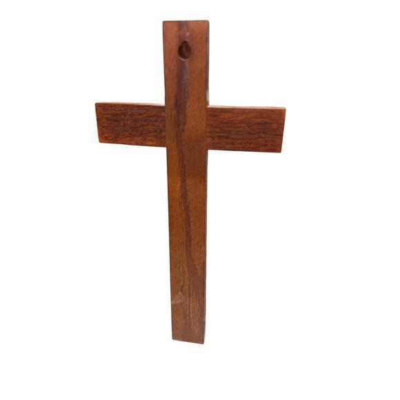 Crucifix With Brass Jesus Christ Figure & INRI Plaque Wooden Wall HANGING - Picture 6 of 10